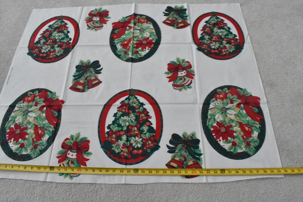 36″ x 44″, Vintage, Red & Green on White Christmas Craft Panel, Wamsutta, P8763