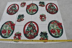 36″ x 44″, Vintage, Red & Green on White Christmas Craft Panel, Wamsutta, P8763