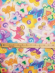 BTY Pixie Garden Fairys Butterflies Hearts Flowers New Cotton Fabric