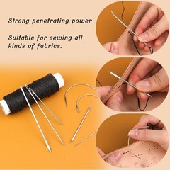 Ftyiwu Waxed Thread, Upholstery Needle and Thread 32 32Yard, Original Black