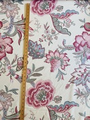Margin Designs 1991 Jacobean Large Screen Print Fabric New Old Stock Pink Blue B