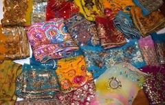 Lot of Multi shade Beaded fabric , Applique Fabrics, Doll art, Junk Journal