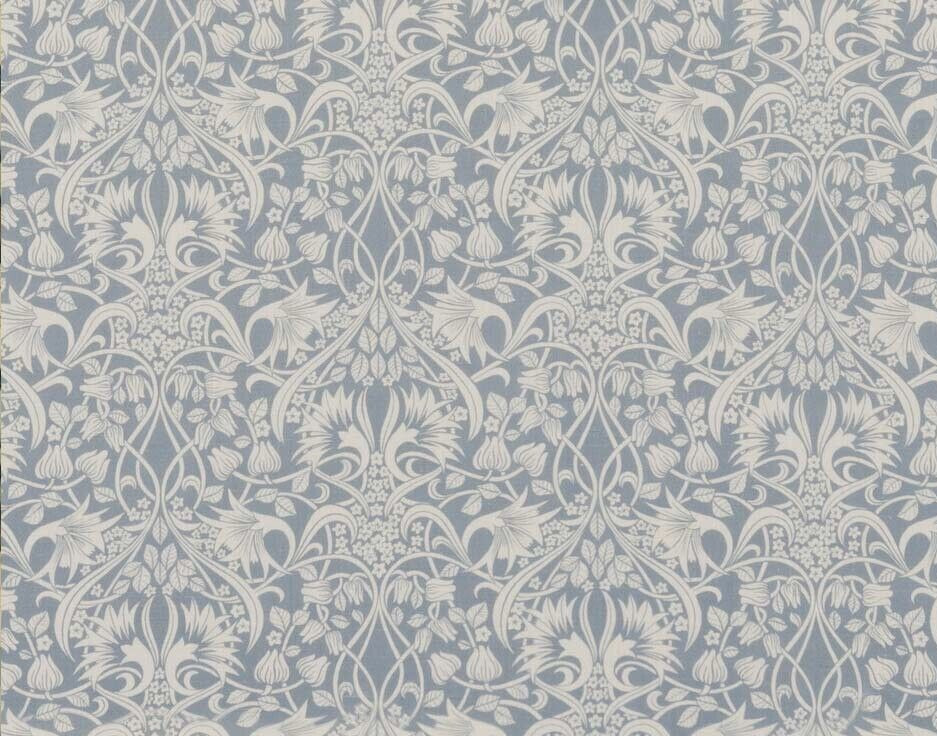 GP & J BAKER CURTAIN FABRIC DESIGN Fritillerie 6.4 METRES BLUE LINEN BLEND