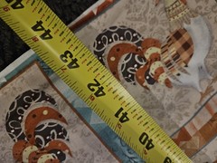 44 X 350 Inches Fancy Rooster Patch Teal Orange/Rust Brown Beige Hancock Fabric