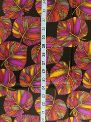 BEAUTIFUL SILK CHIFFON FABRIC COLORFUL VIBRANT LEAVES PRINT (3 YARDS) 108″ X 44″