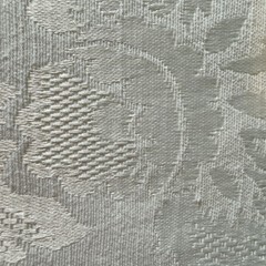 VTG Damask Jacobean Floral Leaf Scroll White & Ivory Cotton Blend 3yd (or 6) x53