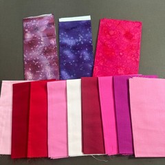 Pink Red Purple Fabric Lot Fat Quarters Quilting Cotton Batik + Mettler Thread