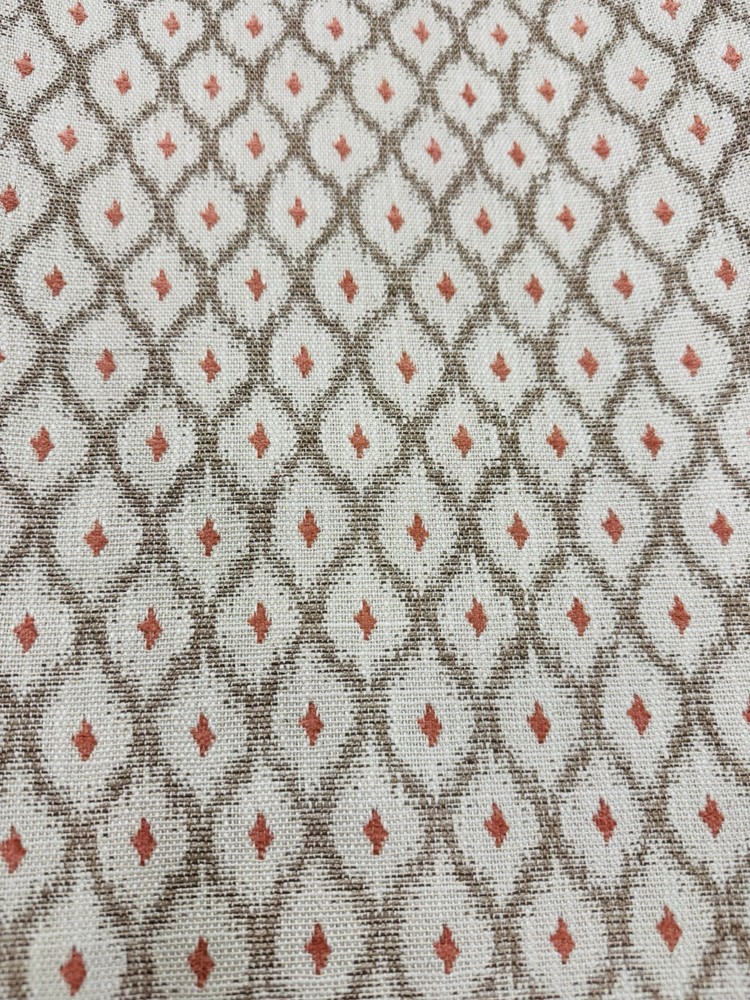 Thibaut Small Scale Ikat Lattice Uphol Fabric- Josephine / Linen 1.65 yds W81901