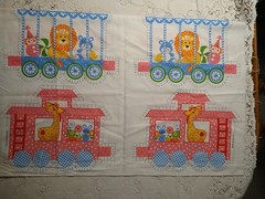 Circus Train Fabric Panel Nursery Pillow Spring Mills Elephant Lion Pink Orange