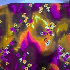 Vintage Honolulu Mia Designs Cotton Blend Fabric 1 Yd X 44″ Flames Floral Tiki