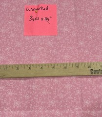 3 Yards x 44” Unmarked Cotton Fabric Material Bubblegum Pink w/ White Floral