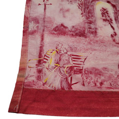 Victorian Lovers in the Park Vibrant Fabric Art Panel Wall Hanging Table Cover