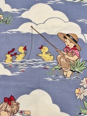Vintage Michael Miller WATER PLAY-1 Cotton Fabric 2+YDS x44” Blue Patt # C-224
