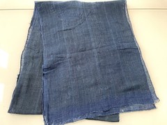 Antique Japanese BORO Indigo Kaya Mosquito Net Fabric Faded Distressed Blue 74″