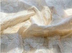 White Beige black Organza Jaquard Fabric, flower embroidery Wedding dress