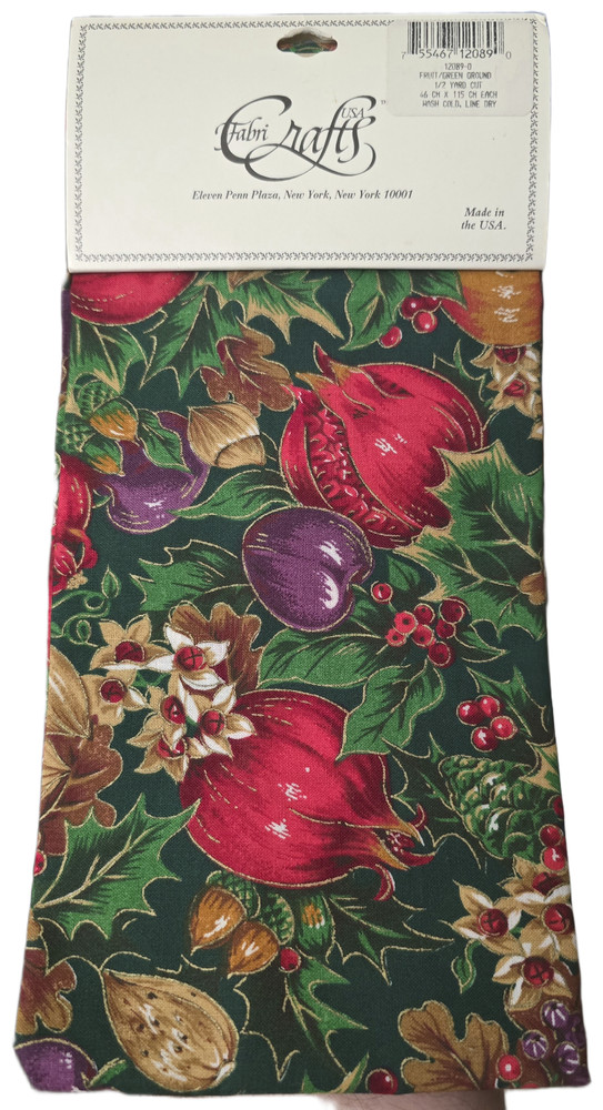 Fabri Craft 1/2 YD Vintage Fruit & Floral Antique Quily & Doll Craft # 1788 USA