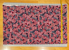Patriotic American Flag Fabric Waving USA Flags Red White Blue 100% Cotton 4 YDS