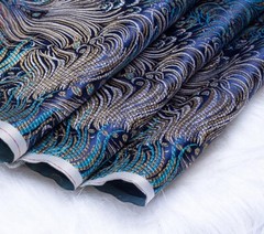 Ancient Chinese Tang Diy Costume Kimono Cos Faux Silk Peacock Tail Sewing Fabric