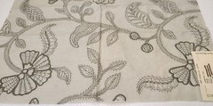 G P & J Baker Fabric Sample Linen Brown Embroidered Floral 18″ X 18″