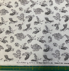 HENRY GLASS – FARM RAISED #1981-19 – ROOSTER LINEWORK – WHITE BY GAIL GREEN- BTY