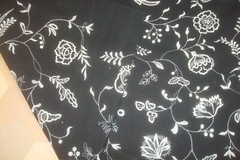 2.94 yd Embroidered Fabric Floral Jacket 13 oz Black White Upholstery 50″ x 106″