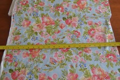 By 1/2 Yd, Large Pink & Green Floral on Blue Cotton/P&B/Leila Rose/Anderson,B991