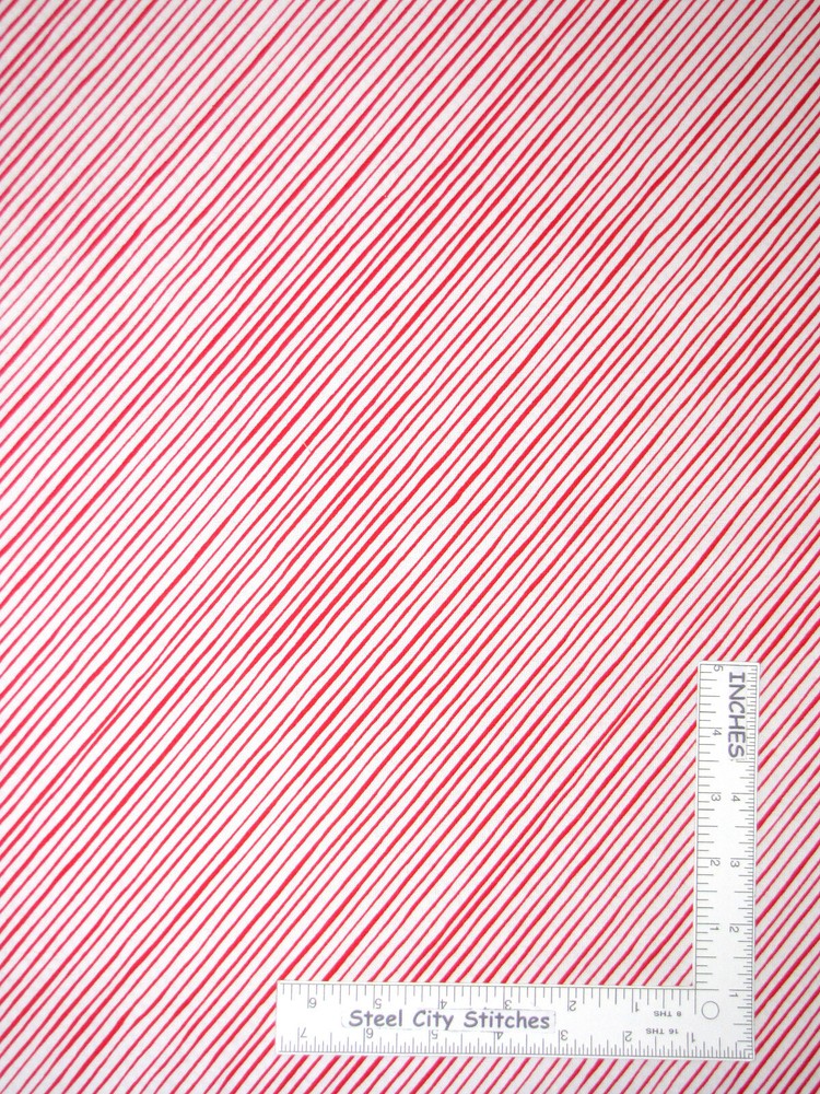 Christmas Fabric Loralie Snow Lady Candy Cane Bias Stripe Cotton 2 Pc (13″ & 8″)