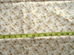 1 yd 100% Cotton Fabric Cream with Golden Flowers & Leaves