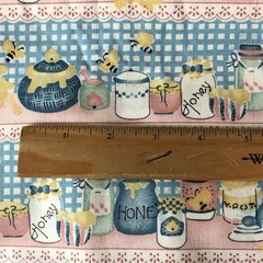 Vtg Daisy Kingdom Honeybear Picnic Stripe Blue Gigham Cotton Fabric 110″ x 44″