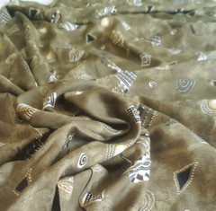 100% Rayon Challis Fabric African Animal Print On Olive Green 58″W x 2 Yards