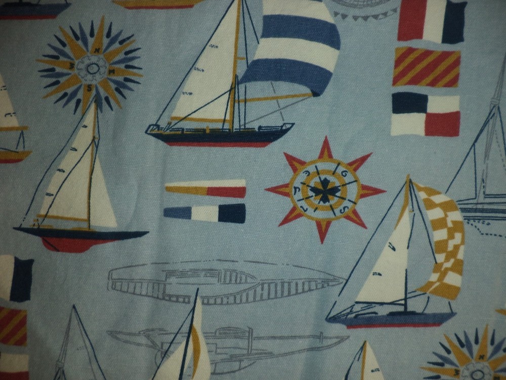 Fabric Sailing Sailboats HS Windward Home Seasons Blue 1 3/8 Yards