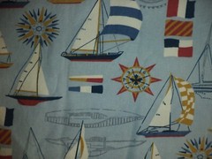 Fabric Sailing Sailboats HS Windward Home Seasons Blue 1 3/8 Yards
