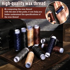 KAQRHFT 0.55 mm 54 Yards Leather Thread for Sewing, Round mm, Black