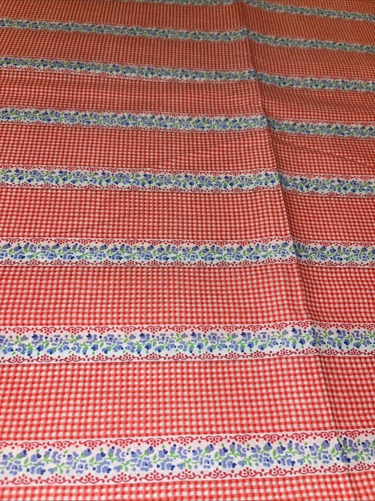 Peter Pan Fabrics Floral Gingham Stripe Vtg 1980s