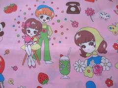 Retro Girls on Pink by Saori Oguchi Made in Japan 3 Yards