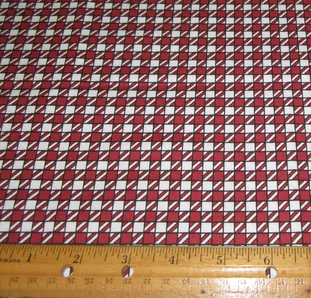 1 yard of Troy Corporation RED BLACK and WHITE 1/4″ PLAID on 100% Cotton Fabric