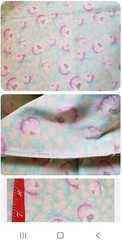 Vntg Sewing Fabric P&B Pastel Aqua Pink & Peach Cabbage Roses 1.25ydx45 Cotton