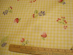 1 of 10 Yds Suburban Fabric Delightful Gingham Check fruit Yellow Drapery 54″w