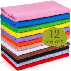 12 Rolls 8″x35″(20.5x90cm) 1.4mm Thick Soft Felt Fabric Sheet 12 Assorted