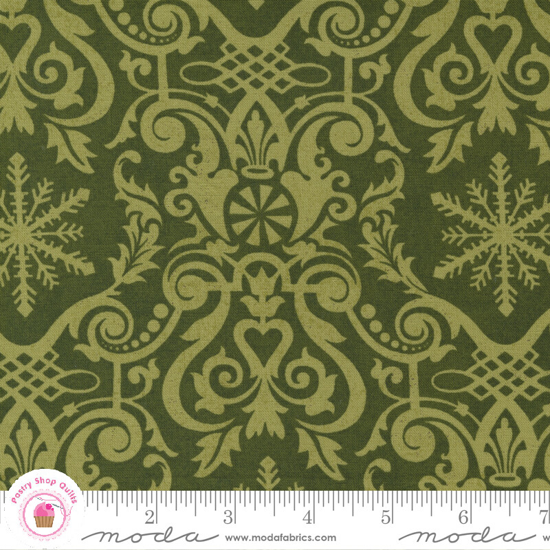 Moda PEPPERMINT BARK 30691 19 Green Damask BASIC GREY Quilt Fabric CHRISTMAS