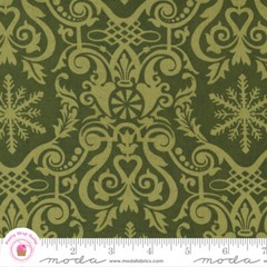 Moda PEPPERMINT BARK 30691 19 Green Damask BASIC GREY Quilt Fabric CHRISTMAS