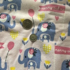 1 3/8 Yards Pink Elephants Flannel Fabric Mommy And Me Pink Lavender Hearts