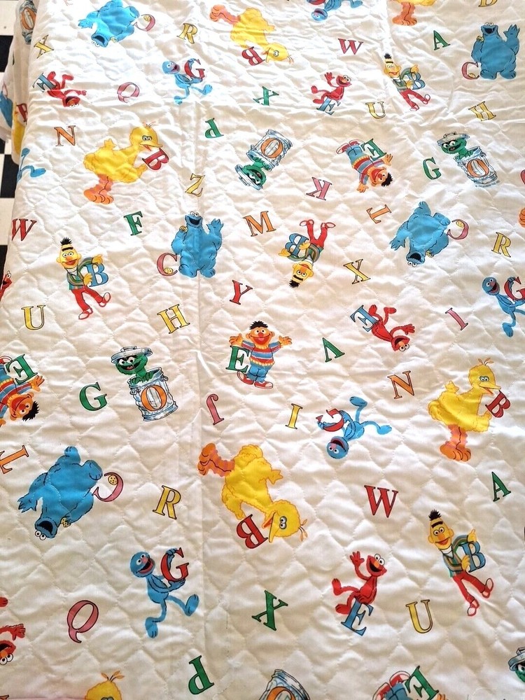 Quilted Sesame Street Comforter Fabric 3 Yards Vintage Alphabet Letters 110″x45″