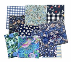 Blue Scraps – Quilting Cotton by the half pound in various sizes, prints