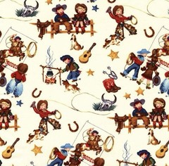 Rodeo Kids Cotton Fabric by Michael Miller- Cowboys, Rope, Cowgirls Western BTY