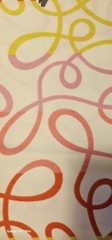 INDOOR OUTDOOR FABRIC SCRIBBLE PATTERN RED YELLOW ON CREAM 18X54 INCHES