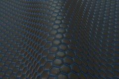 Hexagon Vinyl Grain Quilted Faux Leather Upholstery Fabric | Purple Green 55″