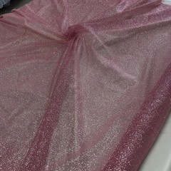 Pink Glitter Mesh Tulle Fabric 60” Wide Sparkle Sheer By The Yard
