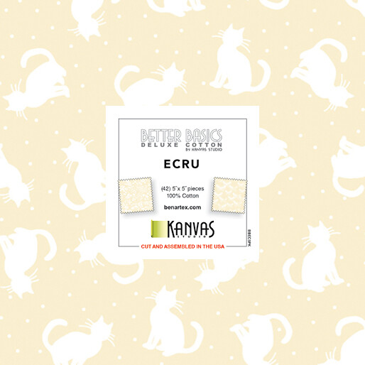 Benartex Kanvas Studio Ecru Cream Shade Cotton Fabric Charm Pack 42 – 5″ Squares