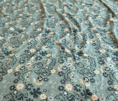 Jersey Knit Fabric Blue Blender Floral Paisley Double Brushed Soft 44″ Wide BTY